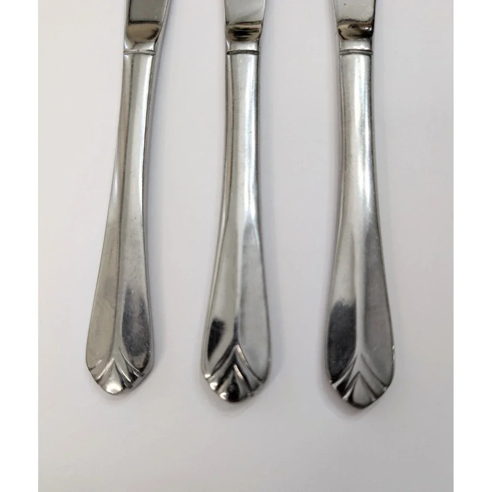 Set of 3 Cambridge Krysten Stainless Dinner Knives Fan Tip Flatware